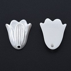 Creamy White ABS Plastic Imitation Pearl Pendants, Flower, Creamy White, 20x17x6mm, Hole: 1.8mm