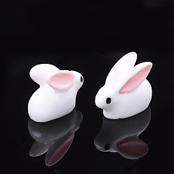 White Bunny Resin Cabochons, Rabbit, White, 12x17x7.5mm
