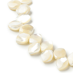 Beige Brins de perles de coquille de trochid / trochus shell, feuille, beige, 10.5x8x3.8mm, Trou: 0.9mm, Environ 69 pcs/chapelet, 16.93 pouce (43 cm)