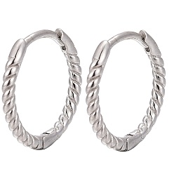 Platinum Unisex Rhodium Plated 925 Sterling Silver Hoop Earrings, with S925 Stamp, Platinum, 11.5mm, Pin: 0.6mm