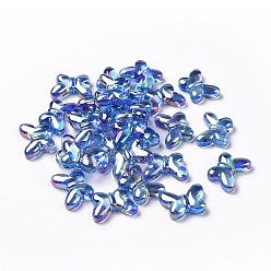 Bleu Royal Placage uv perles acryliques irisées arc-en-ciel, papillon, bleu royal, 20x14.5x5mm, Trou: 1.6mm