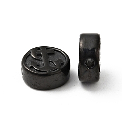 Electrophoresis Black 304 из нержавеющей стали бусы, плоские круглые с якоря рисунком, электрофорез черный, 10.5x4.5 мм, отверстие : 1.6 мм