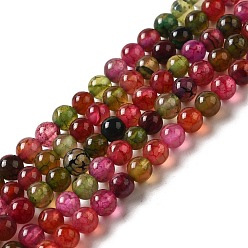 Multi-Color Agate Dyed Natural Agate Beads Strands, Round, 4mm, Hole: 0.5mm, about 95pcs/strand, 14.9 inch