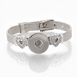 Platinum Alloy Rhinestone Snap Cord Bracelet Making, with Snap Buttons, Platinum, 8-7/8 inch(22.5cm), 8mm, Fit snap button in 5~6mm knob.