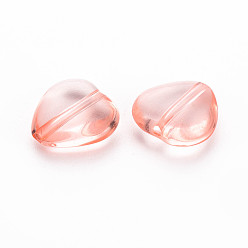 Salmon Transparent Acrylic Beads, Heart, Salmon, 13.5x13.5x5.5mm, Hole: 1.5mm, about 775pcs/500g