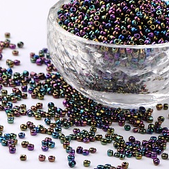 Colorido 12/0 perlas de cristal de la semilla, colores metálicos, rondo, agujero redondo, colorido, 12/0, 2 mm, agujero: 1 mm, Sobre 3333 unidades / 50 g, 50 g / bolsa, 18bolsas/2libras