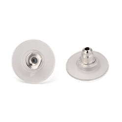 Серебро Латунные гайки, серьги-клатч пуля сзади с подушечкой, для стабилизации тяжелых серег, плоско-круглые, серебряные, 11x6 мм, отверстие : 1 мм