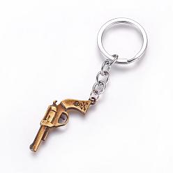 Couleur Mélangete Porte-clés alliage, gun, avec les accessoires en fer, couleur mixte, 96mm