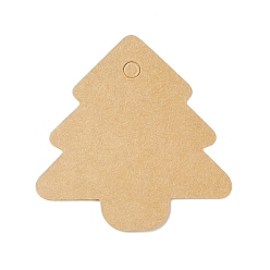 Bois Solide 100 étiquettes-cadeaux en papier kraft vierge, arbre de Noël, burlywood, 5.45x5.35x0.05 cm, Trou: 4.5mm