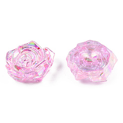 Pink Transparent ABS Plastic Cabochons, AB Color Plated, Rose, Pink, 18x17x6.5mm