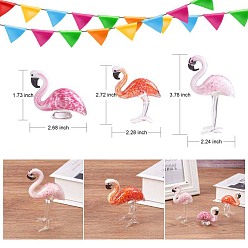Mixed Color 3Pcs Flamingo Figurines, Hand Blown Glass Mini Flamingo Statue Decor, Glass Bird Ornaments for Gift Home Decoration, Mixed Color, 57x24x96mm & 58x30x69mm & 68x26x44mm