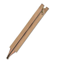 Dark Salmon Metal Zipper Accessories, with PU Leather Frame, for Crochet Purse Making, Dark Salmon, 35.5x4.7cm