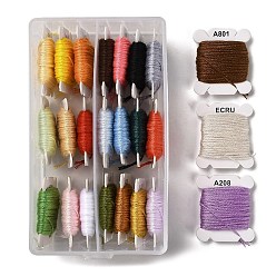 Mixed Color 24 Cards 24 Colors 6-Ply Polyester Embroidery Floss, Cross Stitch Threads, Mixed Color, 0.5mm, about 8.75 Yards(8m)/card, 1 card/color