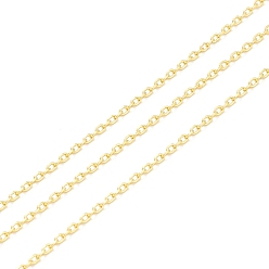 Real 18K Gold Plated Brass Cable Chains, Long-Lasting Plated, with Spool, Cadmium Free & Lead Free, Soldered, Real 18K Gold Plated, 2x1.3x0.3mm, about 32.8 Feet(10m)/roll