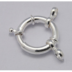 Silver 925 Sterling Silver Spring Rings Clasps, Silver, 15mm