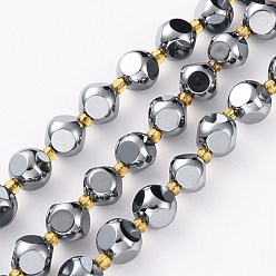 Térahertz Pierre Brins de perles de pierre terahertz, avec des perles de rocaille, dés célestes à six faces, facette, 8~8.5x8~8.5mm, Trou: 1mm, Environ 40 pcs/chapelet, 15.75 pouce (40 cm)