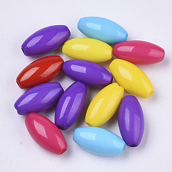 Mixed Color Smooth Opaque Acrylic Beads, Rice, Mixed Color, 12x6mm, Hole: 1.6mm, about 2270pcs/500g