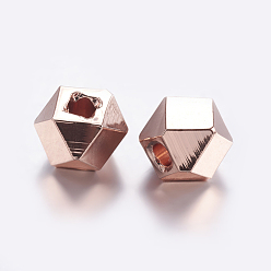 Rose Gold Brass Beads, Polygon, Rose Gold, 10.5x10.5x8mm, Hole: 3mm