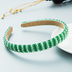 Vert Serre-tête en perles de verre bling bling, accessoires de cheveux de fête pour femmes filles, verte, 12mm