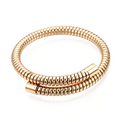 Light Gold Bracelet de manchette en fer rond avec chaînes de serpent, bracelet de couple extensible réglable pour hommes femmes, or et de lumière, diamètre intérieur: 2-1/8 pouce (5.4 cm)