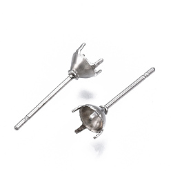 Stainless Steel Color 316 Surgical Stainless Steel Stud Earring Setting, Fit for Rhinestone, Stainless Steel Color, Fit for 3.5mm Rhinestone, 13.5x4mm, Pin: 0.6mm