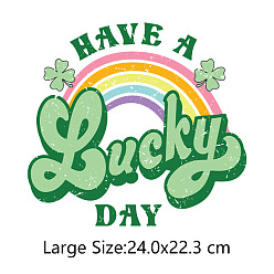 Rainbow Saint Patrick's Day Theme PET Sublimation Stickers, Heat Transfer Film, Iron on Vinyls, for Clothes Decoration, Rainbow, 223x240mm