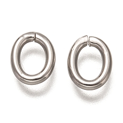 Color de Acero Inoxidable 201 anillo de salto de acero inoxidable, anillos del salto abiertos, oval, color acero inoxidable, 9x7x1.5 mm, diámetro interior: 5.5x3.5 mm