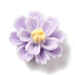 Ciruela Cabuchones de resina opacos, 3 d flor, ciruela, 11.5x6.5 mm