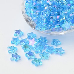 Bleu Ciel Foncé Perles acryliques transparentes écologiques, étoiles, couleur ab , bleu profond du ciel, 10x4mm, Trou: 1.5mm, environ 100 pcs / sachet 