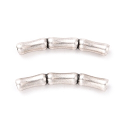 Antique Silver 925 Sterling Silver Tube Beads, Bamboop-shaped with Textured, Antique Silver, 18x4x2.5mm, Hole: 1.4mm, about 30Pcs/10g