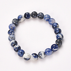Sodalite Sodalite naturelle bracelets de perles extensibles, ronde, 2-1/8 pouces (55 mm), perle: 8~9 mm