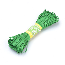 Verde Cordón de satén de poliéster rattail, para anudar chino, producir joyería, 1.5 mm, aproximadamente 21.87 yardas (20 m) / paquete, 10 paquetes / bolsa