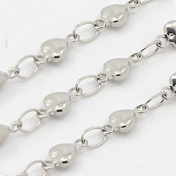 Stainless Steel Color 304 Stainless Steel Link Chains, Decorative Heart Chain, Soldered, Stainless Steel Color, 3.5x2mm