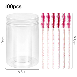 Deep Pink Nylon Disposable Eyebrow Brush, Mascara Wands, for Extensions Lash Makeup Tools, Deep Pink, 9.8cm, 100Pcs/box