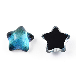 Turquesa Oscura Cabujones de resina epoxi transparente, con polvo del brillo, estrella, turquesa oscuro, 16x16.5x8.5 mm
