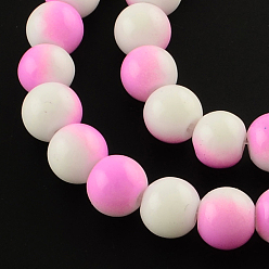 Violet Deux couleurs rangées de perles de verre peinte cuisson, ronde, violette, 6mm, Trou: 1.3~1.6mm, Environ 138 pcs/chapelet, 32.5 pouce