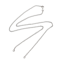 Real Platinum Plated Rhodium Plated 925 Sterling Silver Textured Link Chain Necklaces Making, for Name Necklaces Making, with Spring Ring Clasps & S925 Stamp, Real Platinum Plated, 17-7/8 inch(45.4cm)