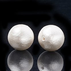 White Compressed Cotton Pearl Beads, Eco-Friendly, Dyed, Round, White, 10~10.5mm, Hole: 1.2mm