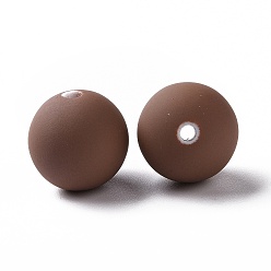 Saddle Brown Spray Painted Acrylic Beads, Rubberized Style, Round, Saddle Brown, 16x15.5mm, Hole: 2mm