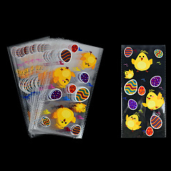 Chick 50Pcs Easter Theme Transparent Plastic Storage Bags, for Party Candy, Cookies Packaging, Rectangle, Chick Pattern, 27x12.8x0.01cm