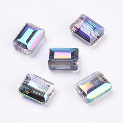Coloré Imitations de perles de cristal autrichien, grade de aaa, facette, rectangle, colorées, 6x8x4mm, Trou: 0.7~0.9mm