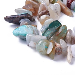 Pierre Précieuse Naturelle Brins de perles d'opale bleu naturel, puces, 4~12x3~8x1~6mm, Trou: 1mm, environ 14.9 pouces ~ 16.1 pouces (38~41 cm)