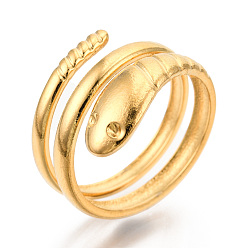 Настоящее золото 18K Ионное покрытие (ip) 304 спиральные кольца из нержавеющей стали, регулируемые кольца, обернуть кольца для женщин девушки, реальный 18 k позолоченный, размер США 6 (16.9 мм)