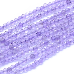 Améthyste Chapelets de perles naturelles améthyste, facette, ronde, 2mm, Trou: 0.6mm, Environ 212 pcs/chapelet, 15.35 pouce (39 cm)