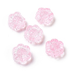 Rose Nacré Perles de verre peintes par pulvérisation transparent, lotus, perle rose, 13x14x6mm, Trou: 1.2mm