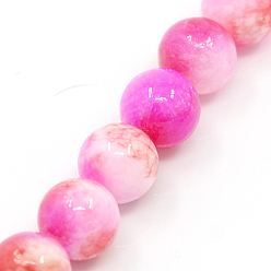 Pourpre Pekin naturelles perles de jade brins, teint, ronde, fuchsia, 10mm, Trou: 1mm, Environ 38 pcs/chapelet, 16 pouce