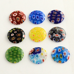 Mixed Color Handmade Millefiori Glass Cabochons, Half Round/Dome, Mixed Color, 18x3.5mm