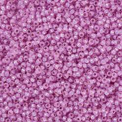 (RR644) Dyed Hot Pink Silverlined Alabaster Миюки круглые бусины рокайль, японский бисер, 8/0, (rr 644) окрашенный ярко-розовый серебристый алебастр, 8/0, 3 мм, отверстие : 1 мм, Около 2111~2277 шт / 50 г