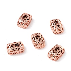 Black Eco-friendly Brass Micro Pave Cubic Zirconia Multi-strand Links, Rack Plating, Cadmium Free & Lead Free, Rectangle, Rose Gold, Black, 12x8x5mm, Hole: 1.2mm