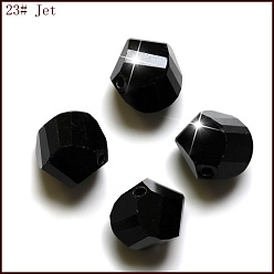 Noir Imitations de perles de cristal autrichien, grade de aaa, facette, polygone, noir, 6mm, Trou: 0.7~0.9mm